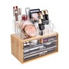 Neuxi Bamboo Makeup Organizer with 4 Acrylic Storages