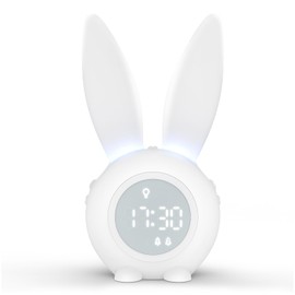 Homealexa Kids Alarm Clock, Girls and Boys Alarm Clock Digital for Bedroom, Rabbit Alarm Clock, LED Wake Up Light Girls Alarm Clock, Bedside Clock