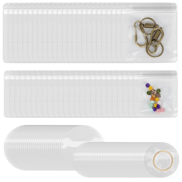 Glarks 100pcs 6.3/8.3/8.5/10.5cm Wide Square and Round Zipper Lock Clear