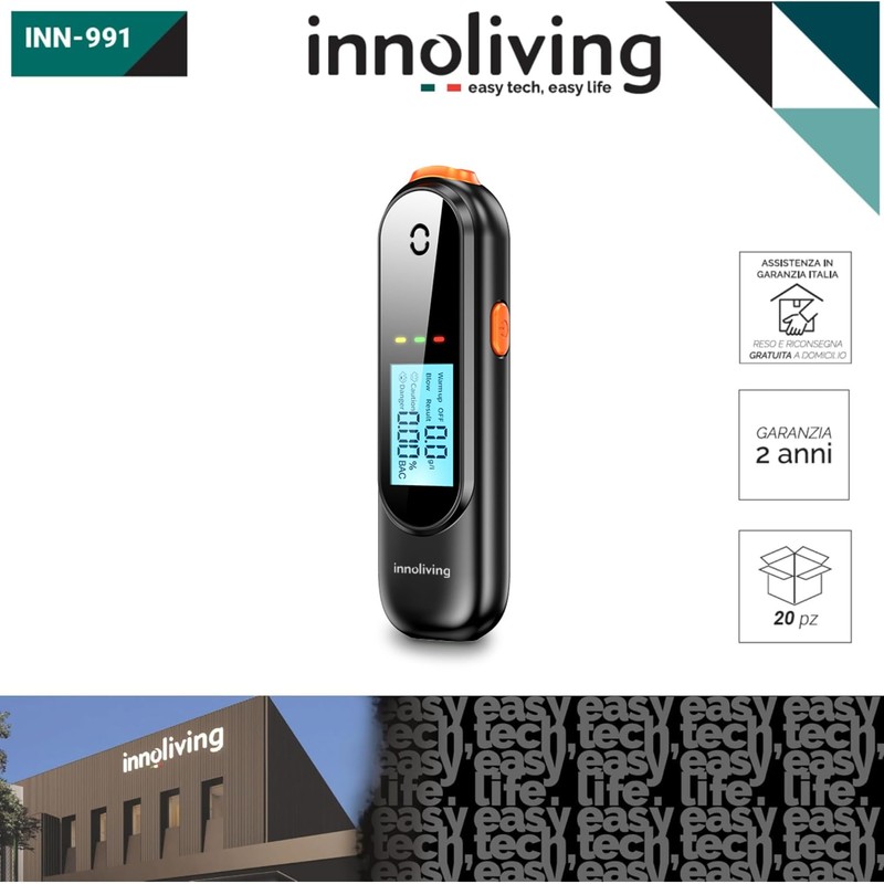 Innoliving INN-991 Breathalyzer Portable Accurate Digital Display Fast Alcohol Detect