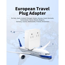 VPSUN European Travel Plug Adapter, 2500W AC Outlet Extender with 20W Type C Charger,Power Adapter for Italy Spain France Germany(20WPD)