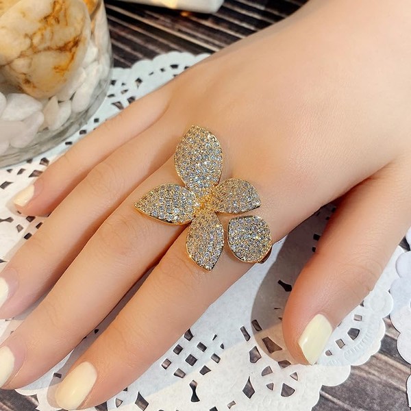 Htayekog Butterfly Ring Butterfly Sparkly Ring Diamond promise zircon flower