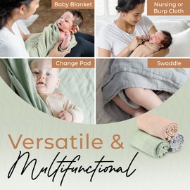 Fern & Avery Organic Receiving Blankets for Boys & Girls - Lightweight Breathable Organic Cotton - Gender Neutral Swaddle Blankets - Sage Theme