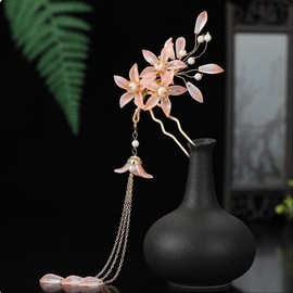 MRKARL Hair Sticks Pink Floral Chinese Hair Pins Hanfu Hair Accessories for Women Hair Chopstick