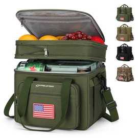 Maelstrom Tactical Lunch Box for Men, 23L Insulated Lunch Bag, Expandable Double Deck Cooler Bag, Lightweight Leakproof Tote Bag With Side Tissue Pocket, Suit For Men and Women, Army Green