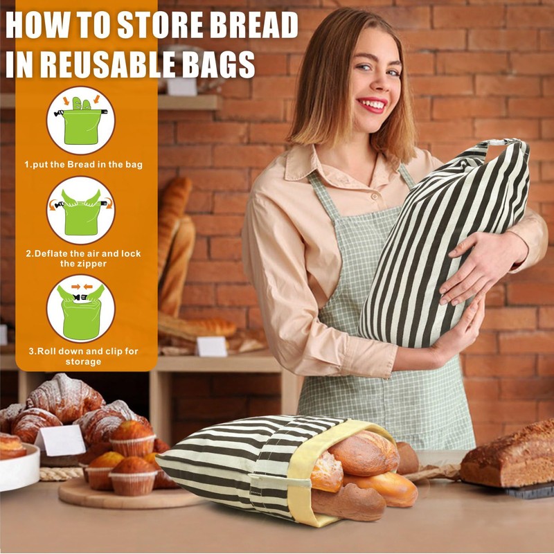 Mosucoirl Beeswax Bread Bags 2 Pack, Reusable Bread Storage Boxes