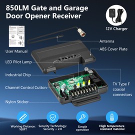 811LMX Gate Opener Remote and 850LM Gate and Garage Door Opener Receiver, Compatible with Liftmaster Gate Door Openers and Commercial Garage Doors, 811 LMX *2, 850LM Receiver*1, 12V Power Supply*1