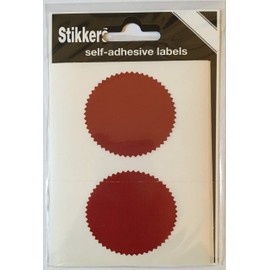 Company Seals, 50mm Diameter, 8 Labels per Packet. Serrated Edge, Gloss Dark Red, Certificate Wafer Company Seal Labels, Stickers for Embossing, Awards & Rewards