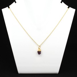 Gempires Natural Raw Ruby Electro Plated Pendant Necklace, Gemstone Jewelry, 16 + 2 Inch Adjustable Gold Plated Chain (Ruby)