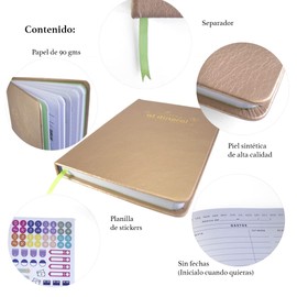 OREM, Diario de finanzas personales, planificador de gastos día a día, mensuales y anuales, tracking de compras, tracking de ahorros, libro encuadernado de piel sintética. (Rosa)