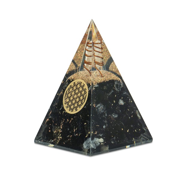 Mystic Gleam Black Tourmaline Orgone Pyramid - Orgonite Pyramid with