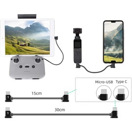 Hensych 15cm/30cm Cable for D-J-I Avata for Mini 3 Pro/Mavic 3/FPV Goggles V2/Mini 2/Mavic Air 2/Air 2S/Pocket 2/Osmo Pocket Tablet Phone Data Transfer Cord (30cm Type-c to Type-c)