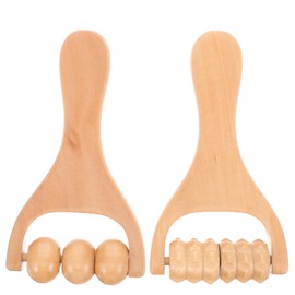 Beavorty 2 Pack Wooden Massage Roller Compact for Feet, Shoulders and Dos, Relieve Fatigue and Muscle Relaxation, Portable Design with Pressure Control