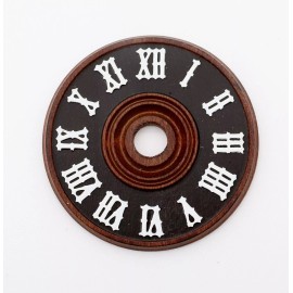 Black Forest Wood Cuckoo Clock Dial 2 3/8" 60 mm Diameter Brown & Black Raised White Numerals