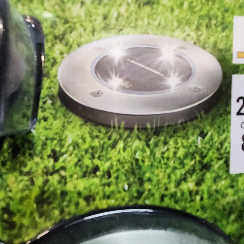 LUMINAR Solar LED IN-Ground DISK Lights 4 Pk Low Profile