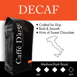 Caffe D'arte Decaf Whole Bean Espresso Coffee, 5 Pounds