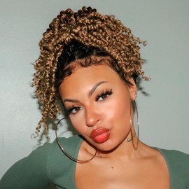 ToyoTress Tiana Passion Twist Hair - 20 Inch 8 Packs Pre-twisted Crochet Braids Ombre Brown Blonde, Long Pre-looped Synthetic Braiding Hair Extensions (20 Inch, OT30/27-8P)