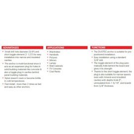 fischer DuoTec 15/32" S PH M, high-Quality Toggle-Plug with Panhead Screw, 2-Component-Plug for fastenings in plasterboard, Gypsum fibreboard, Wood, Steel & Plastic Panels, etc, 10 Plugs & 10 Screws
