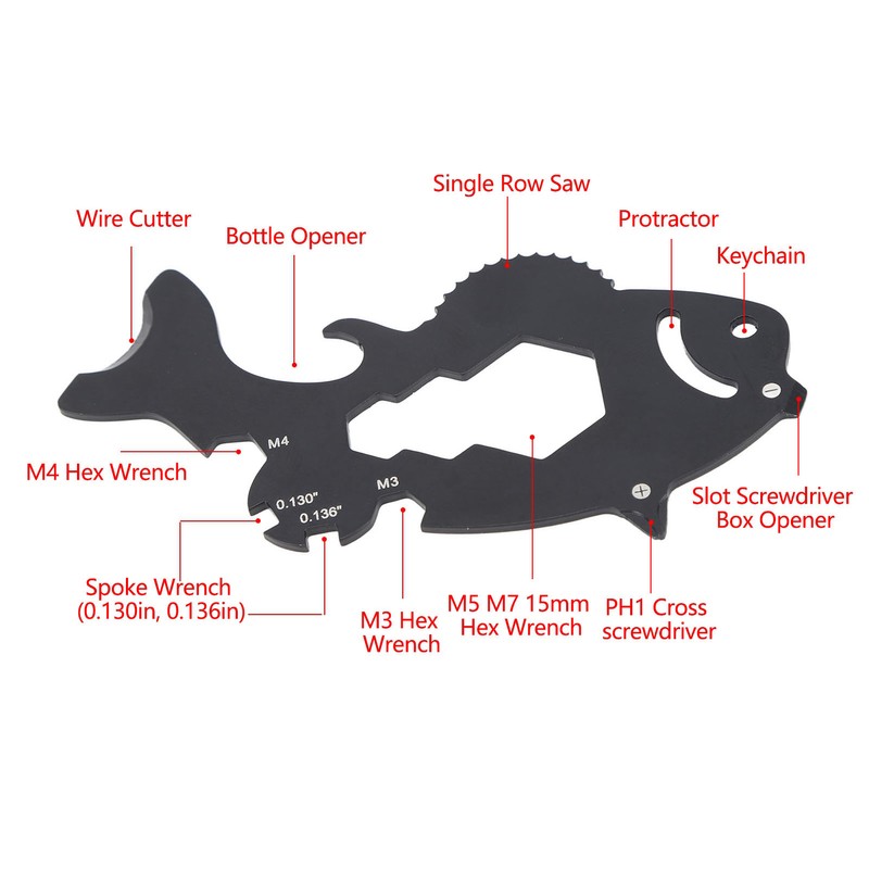 Multitool Card 15 in 1 Multifunctional Fish Shape Credit Card