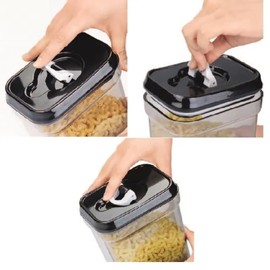 DRW 1700ml Acrylic Kitchen Tin with Airtight Seal Clear and Black 10 x 13 x 32 cm