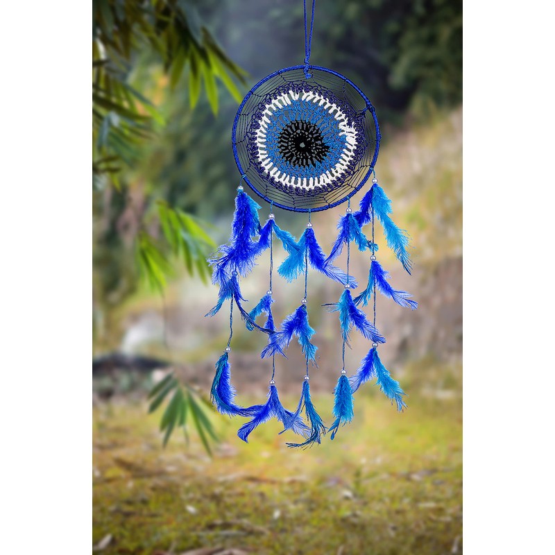 Ryme Beautiful Blue 6 inches Circle Evil Eye Dream Catcher
