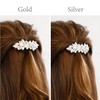[MORE AUNI] Party Barrette, Bijou Hair Accessory, Large Pearl, Leaf