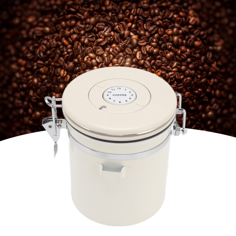 Airtight Coffee Canister 304 Stainless Steel Valve with Scoop for