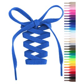 Handshop Flat Shoelaces 5/16" - Shoe Laces Replacements For Sneakers and Athletic Shoes Boots Royal Blue 114cm