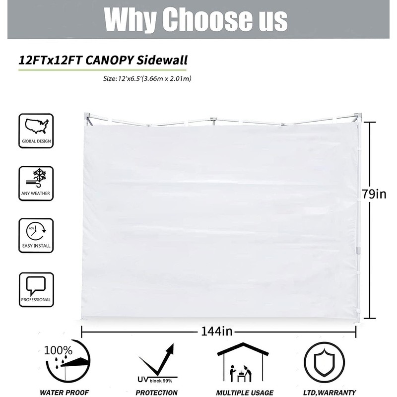 Door for 12x12 Canopy Frame One Central Zipper Design for