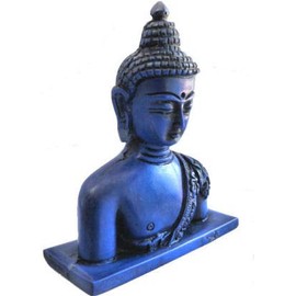 Buddha Head Statue, Small Buddha Statue for Home and Alter , Blue Buddha , Hand Painted by Himalayan Artisan in Nepal
