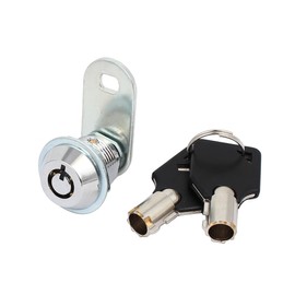 Sourcingmap Drawer Cabinet Metal Cylinder Security Cam Lock Silver Tone 18mm Dia w 2 Keys