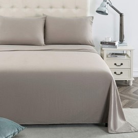 Lanest Housing Twin Sheet Set, 2400 Thread Count Soft Deep Pocket Microfiber Sheets, 3 Pieces Taupe Bedding Sheet & Pillowcase Sets