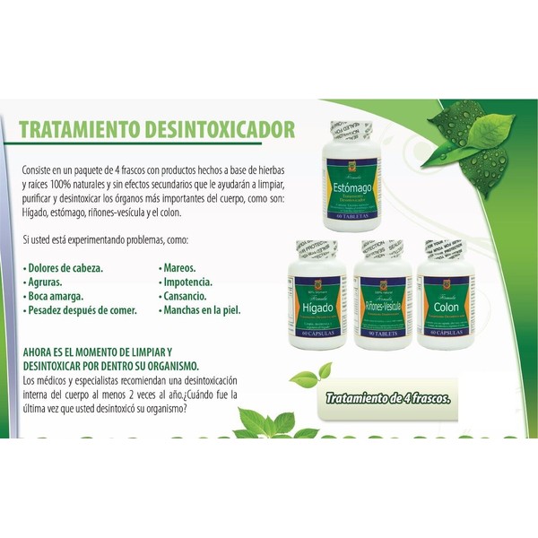 Nutrisalud Products Desintoxicador Detox Program 4 productos limpieza colon,higado,rinones,estomago
