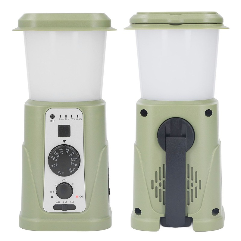 Camping Lamp Hand Cranked Solar Power Indicator LED IPX3 Waterproof