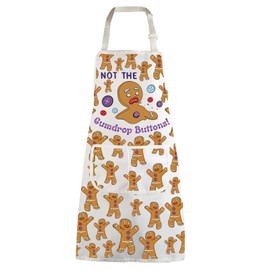 WZMPA Gingerbread Man Kitchen Apron Green Monster Musical Gifts Not My Gumdrop Buttons Chef Apron Gingerbread Man Merch, Not the Ap
