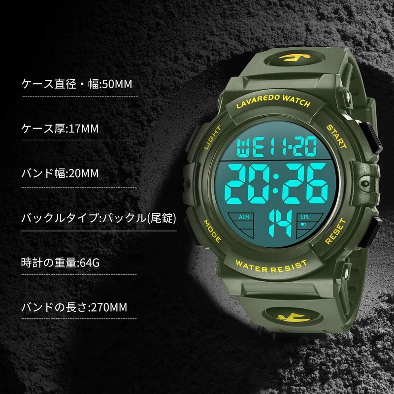Wristwatch Men's Digital Sports Multifunction LED Display Outdoor Wristwatch, 03-black,