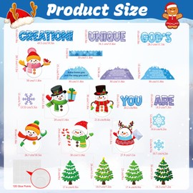 Christian Christmas Winter Bulletin Board Decorations Set Religious Winter Classroom Decorations God Made Me Unique Snowflake Snowman Cutout for Xmas Winter Holiday School Classroom Wall Decor
