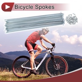 A ABSOPRO 36 Set 13G Bicycle Spokes 263mm Bike Wheel Spokes Galvanized Carbon Steel Silver Tone