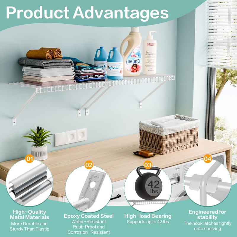 6 Pcs Wire Shelving Support Brackets 12in Wire Shelf Support