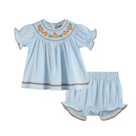 Lil cactus Blue Pumpkin Gingham Smocked Dress and Bloomers Set, 18-24 Months