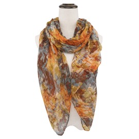 YOUR SMILE Lightweight Scarf beach towels Pareo Fashion Flowers Print Shawl Wrap For Women For Spring Summer(Orange/Yellow Abstract)