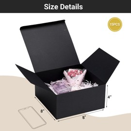 EUSOAR Bridesmaid Proposal Box, 15 Pcs 8"x8"x4" Black Cardboard Birthday Gift Box with Lids, Small Gift Boxes Bulk with Ribbon for Wedding, Graduation, Holiday, Birthday Craft Present Packaging