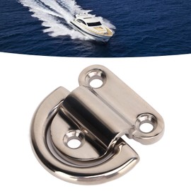 4 Sets Boat D Tie Down, Stainless Steel Folding Pad Eye Polishing Rustproof D Rings Deck Folding Pad Eye for Marine Yacht