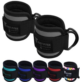 Just Fitee® Fitness Fußschlaufen Kabelzug mit D-Ring gepolstert für Kickbacks, Gesäß- und Beintraining, Knöchelschlaufen zur Verbesserung der Bauchmuskulatur, Fußschlaufen für Damen und Herren (Grau)