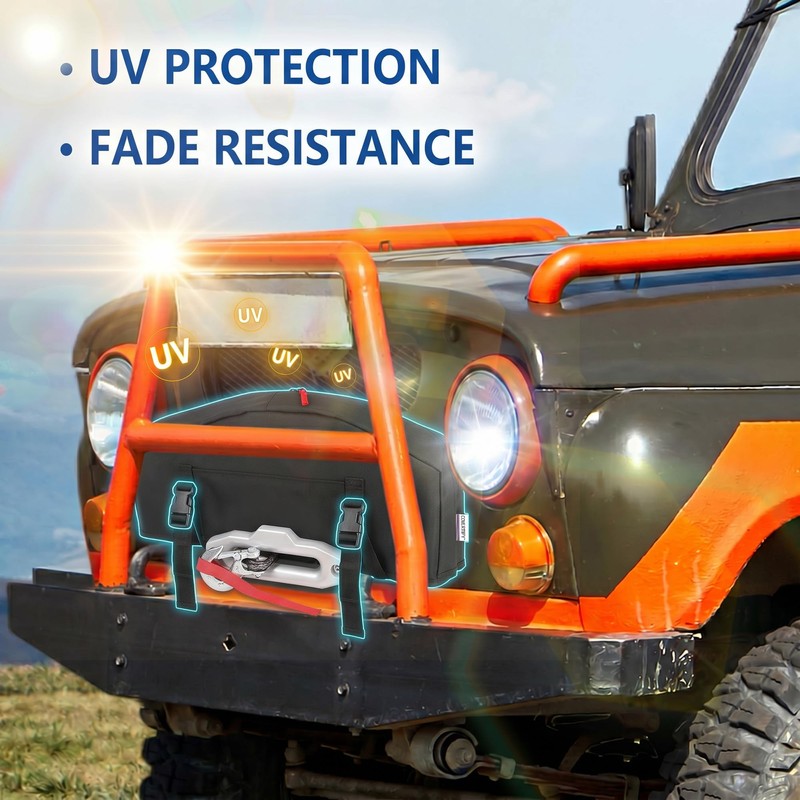 Winch Cover With Buckle, 900D Heavy Duty Winch Cover