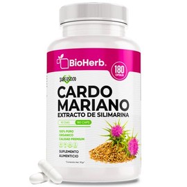 BioHerb® | Cardo Mariano 100% Puro | Extracto de Silimarina Estandarizado al 80% con 180 Cápsulas de 500 mg | Suministro para 90 Días | Fórmula Premiu