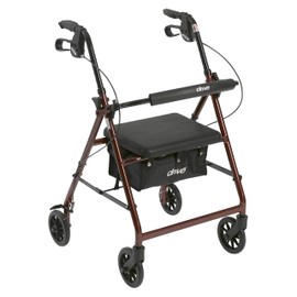 Fold Up and Removable Back Support Rolling Walker Wheel Diameter: 6", Frame Color: Red