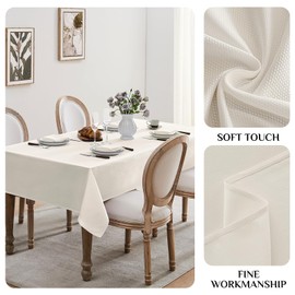 Softalker Tablecloth 100 x 100 cm Square Washable Tablecloths Jacquard Geometric Tablecloth Beige Table Cloth Decoration for Outdoor Birthday Garden Table Living Room Table Coffee Table