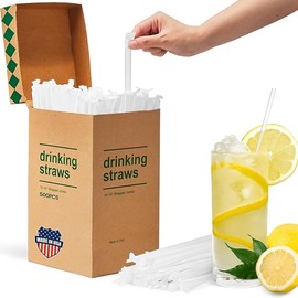Individually Wrapped Clear Plastic Straws 10.2" Long-2000 pcs (4 boxes of 500)
