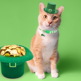 DILLYBUD 3 Pack Breakaway Cat Collars with Bell-Valentine's Day Cat Collar for Girl Boy Cats with Safety Buckle -St. Patrick's Day Easter Kitten Collar Adjustable 8"-12" for Kitty Puppy Small Pet